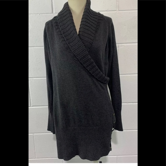 Cache sweater Tunic size L Wrap Lace Up Side Acrylic Nylon Wool - Picture 4 of 15